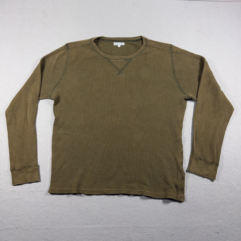 Wallace & Barnes Waffle Knit Shirt Men XL Olive Green Long Sleeve Thermal